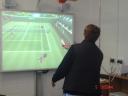 Gail playing Wii tennis